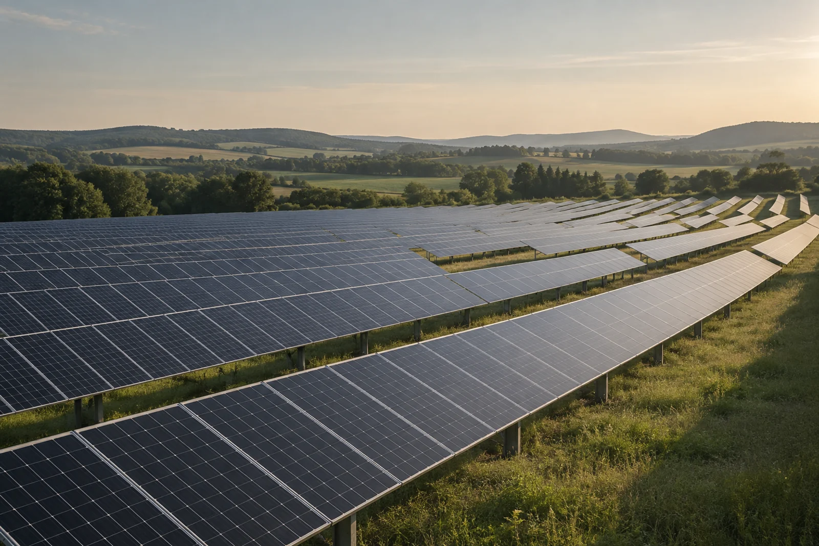Photovoltaikmodule in einer weiten Landschaft