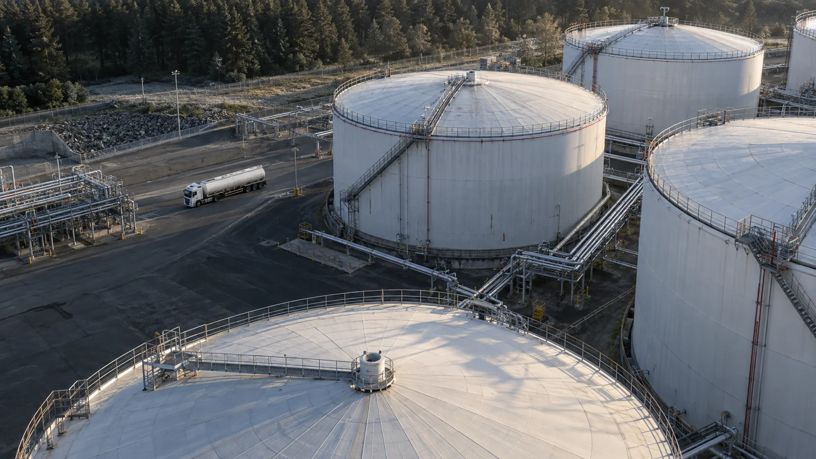 Industrielles Tanklager mit Transportwegen und Kraftstofftanks